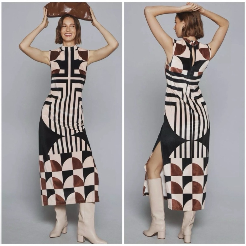 Anthropologie sleeveless geometric midi dress (XS)